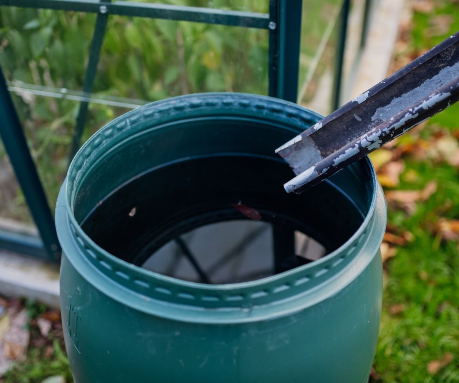 A rain barrel is used for rainwater harvesting