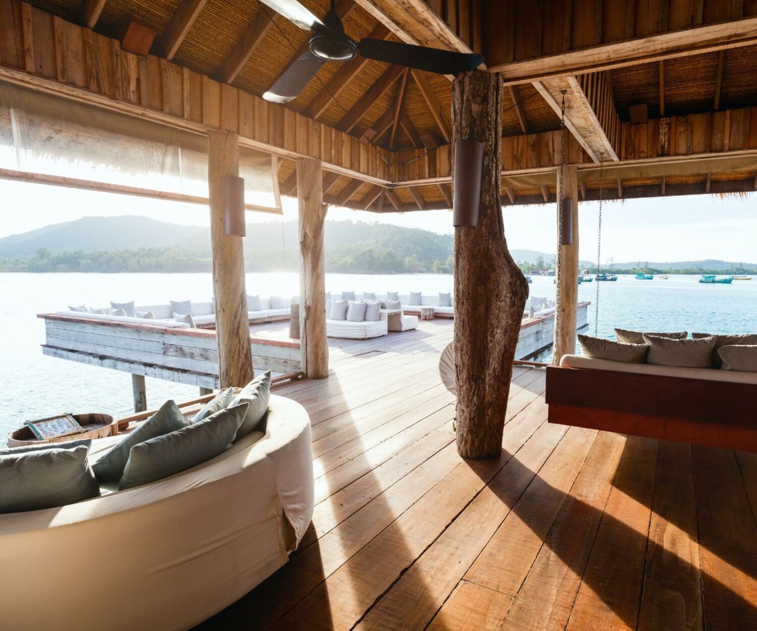 An illustration of sustainable resort design, featuring open layouts and luxurious experiences.
